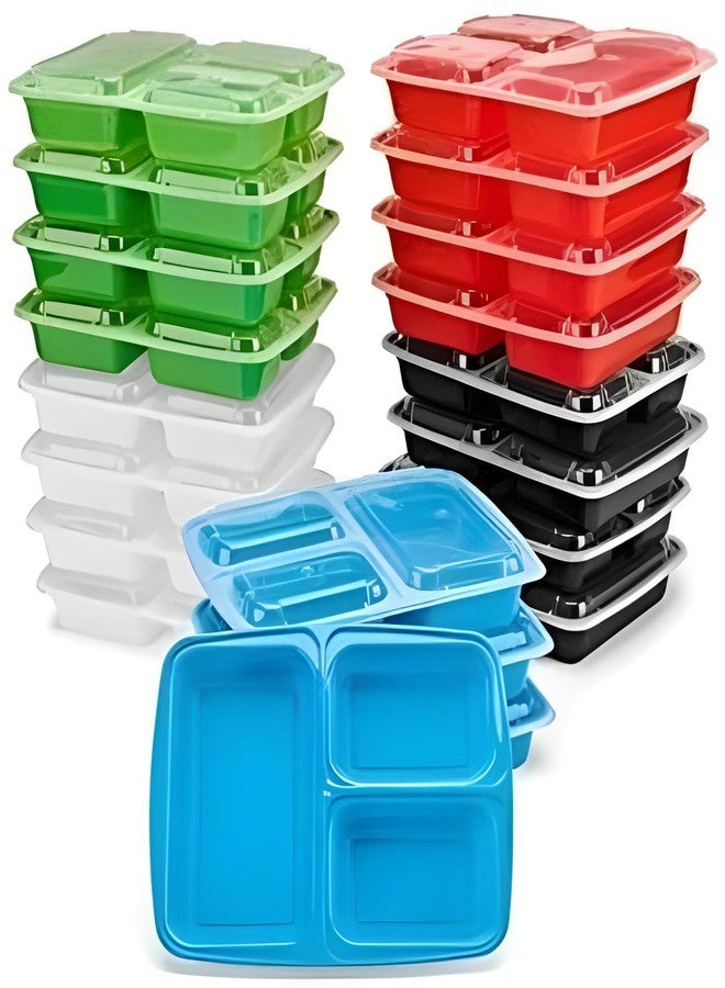 Bexter 20 Pack of 38 oz Meal Prep Takeout Containers (3 Compartment) 20 containers with 20 lids (40 pieces) - Image 2